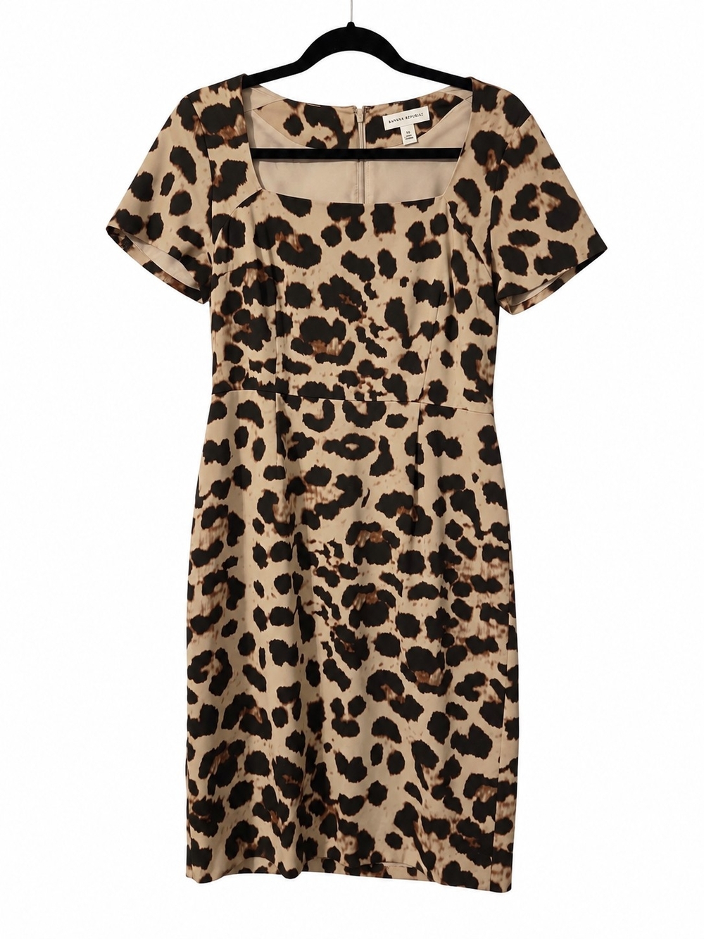 Banana Republic Leopard Print Short Sleeve Sheath Dress - Beige & Black